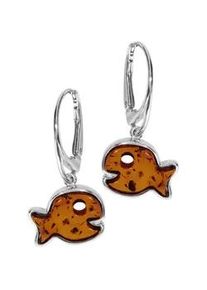 Paar Ohrh&auml;nger OSTSEE-SCHMUCK "- Fisch - Silber 925/000 - Bernstein" Gr. 30, silber (silber 925, silberfarben, wei&szlig;), Ohrringe, Damen, Silber 925 (Sterlingsilber)