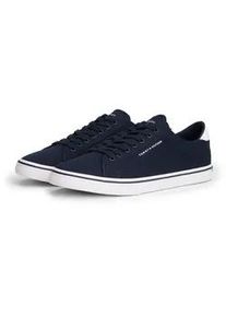 Sneaker Tommy Hilfiger "VULC CORE LONG LACE", Herren, Gr. 46, dunkelblau, Baumwolle, unifarben mit Farbeinsatz, Schuhe Sneaker, Freizeitschuh, Halbschuh, Schn&uuml;rschuh mit Kontrastbesatz an der Ferse
