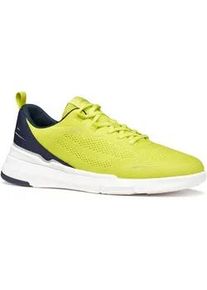 Sneaker Geox "U VITTOUR", Herren, Gr. 42, gelb, navy, Lederimitat, Textil, Schuhe Sneaker, Halbschuh, Freizeitschuh, Schn&uuml;rer mit Kontrastbesatz