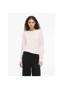 Rundhalspullover Vila "VIRIL O-NECK L/S KNIT TOP - NOOS", Damen, Gr. XS, cherry blossom detail:light melange, Feinstrick, Obermaterial: 50% Viskose, 27% Nylon, 23% Polyester, meliert, regular fit normal, Rundhals, Rippb&uuml;ndchen, Pullover Rundhalspullover, Viskosemischung, regular fit