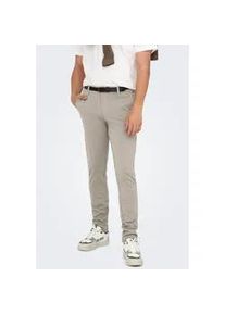 Only & Sons Chinohose ONLY & SONS, Herren, Gr. 33, L&auml;nge 30, fallen rock, Web, Obermaterial: 64% Viskose, 31% Polyester, 5% Elasthan, slim fit kn&ouml;chellang, Hosen Chinohose, mit geschlossenen Ges&auml;&szlig;taschen