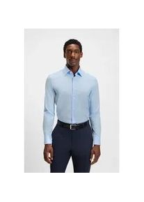 Businesshemd BOSS, Herren, Gr. 43, N-Gr, light, pastel blau452, Popeline, Obermaterial: 96% Baumwolle, 4% Elasthan, unifarben, slim fit normal, Rundhals, 2-Knopf-Manschette mit Schlitz, Hemden, Kentkragen, Slim-Fit, b&uuml;gelleichte Qualit&auml;t