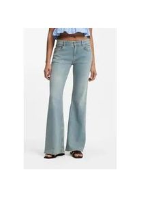 Weite Jeans BOSS ORANGE "SOFT BOOTCUT 2.0 Premium Damenmode", Damen, Gr. 31, L&auml;nge 32, medium blau 420, Denim/Jeans, Obermaterial: 86% Baumwolle, 13% Hanf, 1% Elasthan, unifarben, weit lang, Jeans, Flare-Fit, Low Waist