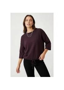 Kurzarmpullover Only "ONLSITERI SS LOOSE TIE O-NECK TOP CC KNT", Damen, Gr. XS, winetasting, Strick, Obermaterial: 43% Polyester, 40% Viskose, 17% Nylon, unifarben, loose fit h&uuml;ftlang, Rundhals, Pullover
