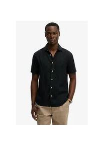 Leinenhemd Superdry "RIVIERA S/S LINEN SHIRT", Herren, Gr. XL, N-Gr, eclipse navy, Web, Obermaterial: 100% Leinen, unifarben, regular fit normal, Hemden, aus 100% Leinen