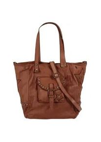Shopper Samantha Look, Damen, Gr. B/H/T: 54cm x 37cm x 22cm onesize, braun (cognac), Leder, Strukturmuster, leicht gl&auml;nzend, Taschen Shopper, echt Leder, Made in Italy