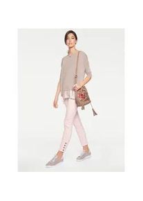 Oversize-Shirt Heine "Oversized Shirt", Damen, Gr. 34, beige (puder), 95% Viskose, 5% Elasthan, Chiffon:100% Polyester, unifarben, Rundhals, Shirts