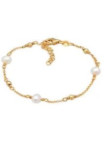 Perlenarmband Elli "Erbskette Kugeln S&uuml;&szlig;wasserzuchtperle 925er Silber" Gr. 16, gold, Armb&auml;nder, Damen, 16cm, ohne Stein, Silber 925 (Sterlingsilber), Perlenarmband