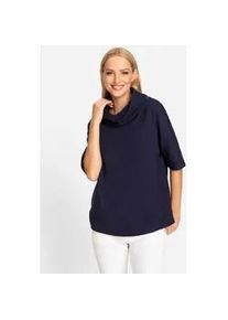 Oversize-Shirt Heine "Oversized Shirt", Damen, Gr. 46, blau (marine), 70% Viskose, 25% Polyamid, 5% Elasthan, unifarben, Shirts