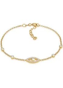 Armband Elli "Evil Eye Symbol Zirkonia Talisman 925 Silber" Gr. 16, gold, Armb&auml;nder, Damen, 16cm,mit Steinen, Silber 925 (Sterlingsilber), Armband