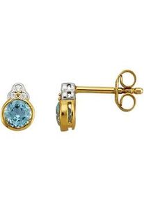 Paar Ohrstecker Firetti "Schmuck Geschenk Silber 925 Ohrschmuck Ohrringe Tropfen", blau (gelbgoldfarben, silberfarben, hellblau, kristallwei&szlig;, hellblau, kristallwei&szlig;), Ohrringe, Damen, Silber 925 (Sterlingsilber), mit Blautopas (behandelt), Zirkonia (synth.)