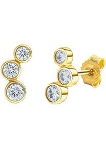 Paar Ohrstecker Firetti "Schmuck Geschenk, Ohrringe Triologie, Gold 333", gold (gelbgoldfarben, kristallwei&szlig;, kristallwei&szlig;), Ohrringe, Damen, Gelbgold 333, mit Zirkonia (synth.)