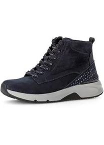 Gabor Schn&uuml;rboots ROLLINGSOFT, Damen, Gr. 38, blau (dunkelblau), Nubukleder, Schuhe Schn&uuml;rboots, Keilabsatz, Freitzeitschuh, High-Top-Sneaker, Label an der Ferse