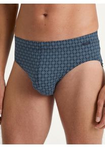 Slip Calida "Grafic Cotton", Herren, Gr. S (46/48), blau (schwarz sapphire), Obermaterial: 90% Baumwolle, 10% Elasthan, k&ouml;rpernah, Unterhosen Slip, Single Jersey, elastisch, bequem, maskulin