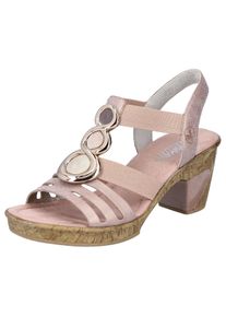 Sandalette Rieker, Damen, Gr. 39, rosa (ros&eacute;), Nubuklederimitat, metallic, Schuhe Sandalette, Sommerschuh, Sandale, Plateauabsatz mit Schmuck-Applikation
