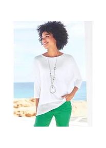 Oversize-Shirt Heine "Oversized Shirt", Damen, Gr. 34, wei&szlig;, 95% Viskose, 5% Elasthan, Chiffon:100% Polyester, unifarben, Rundhals, Shirts