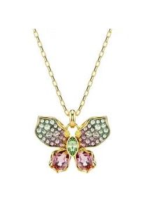 Kette mit Anh&auml;nger Swarovski "Schmuck Geschenk Idyllia Anh&auml;nger Schmetterling", gold (gelbgoldfarben, gr&uuml;n, rosa, gelb, braun), Halsketten, Damen, Metall, L: 49, mit Swarovski Kristall
