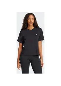 T-Shirt Adidas ORIGINALS "SNAKESKIN TREFOIL", Damen, Gr. S, schwarz, Obermaterial: 69% Modal, 27% Polyester, 4% Elasthan, Shirts T-Shirt, Oversize-Passform, Kurzarm, aus Modal, Polyester und Elasthan