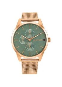 Multifunktionsuhr Tommy Hilfiger "CAMILLE", gold (ros&eacute;goldfarben, gr&uuml;n), Armbanduhren, Damen, Quarzuhr, Armbanduhr, Damenuhr, Edelstahlarmband, analog