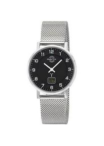 Funkuhr MASTER TIME "Advanced", silber (silberfarben, schwarz), Armbanduhren, Damen, Funkuhr, Quarzuhr, Armbanduhr, Damenuhr, Edelstahlarmband, analog, digital