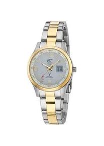 Funkuhr ETT "Gobi Lady", gold (silberfarben, goldfarben), Armbanduhren, Damen, Funkuhr, Armbanduhr, Damenuhr, Solar, Datum, Edelstahlarmband