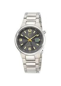 Funkuhr ETT, titansilberfarben, anthrazit, Armbanduhren, Herren, Funkuhr, Armbanduhr, Herrenuhr, Solar, Titan, analog, digital