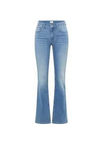 Slim-fit-Jeans Mustang "SHELBY", Damen, Gr. 28, L&auml;nge 32, blau (medium mid), Denim/Jeans, Obermaterial: 78% Baumwolle, 10% Lyocell, 9% Elastomultiester, 3% Elasthan, unifarben, slim fit kn&ouml;chellang, Jeans Slim-fit-Jeans, im Five-Pocket Style