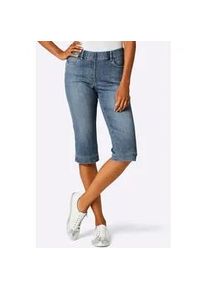 Caprijeans Ascari, Damen, Gr. 42, Normalgr&ouml;&szlig;en, blau (blau, stone, washed), 50% Baumwolle, 40% Lyocell, 7% Elastomultiester, 3% Elasthan, unifarben, kurz, Jeans