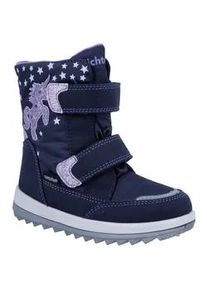 Winterstiefel Richter "Husky 2.0", Damen, Gr. 32, lila (blau, fliederfarben), Lederimitat, Textil, Glitzer, Schuhe Winterstiefel, Klettschuh mit Blinkfunktion, Gr&ouml;&szlig;enschablone zum Download