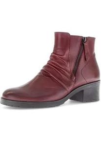 Stiefelette Gabor "TUNIS", Damen, Gr. 40,5, rot (dunkelrot), Glattleder, unifarben, Schuhe Stiefelette, Blockabsatz, Ankleboots, Zierrei&szlig;verschluss au&szlig;en, Weite G (=weit)