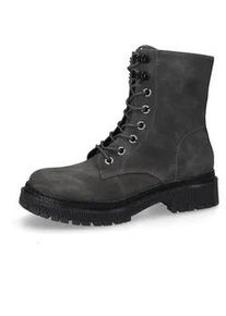 Schn&uuml;rboots Dockers BY GERLI, Damen, Gr. 40, dunkelgrau, schwarz, Nubuklederimitat, Schuhe Schn&uuml;rboots, Biker Boots mit Rei&szlig;verschluss