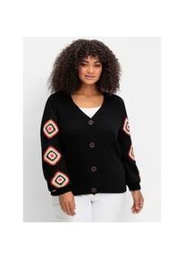 Strickjacke sheego BY JOE BROWNS, Damen, Gr. 56/58, schwarz, 100% Polyacryl, unifarben, Strickjacken Strickjacke