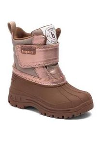 Winterstiefel bisgaard "pixie", Damen, Gr. 32, rosegold, braun, Leder, Synthetik, Textil, metallic, Schuhe Winterstiefel, Klettstiefel mit Lammwolle, Gr&ouml;&szlig;enschablone zum Download