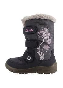Winterstiefel Lurchi "Kiomi SYMPATEX", Damen, Gr. 33, dunkelblau, grau, Lederimitat, Textil, Glitzer, Schuhe Winterstiefel, Klettboots mit Glitzer, Gr&ouml;&szlig;enschablone zum Download