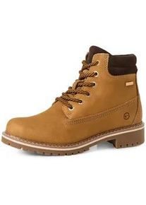 Winterboots Tamaris, Damen, Gr. 39, camelfarben, Nubukleder, kontrastfarbene Details, Schuhe Winterboots, Blockabsatz, Schn&uuml;rstiefelette mit DUO-TEX Ausstattung