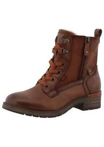 Winterstiefelette Mustang SHOES "Gelja", Damen, Gr. 38, braun, Lederimitat, used, Schuhe Winterstiefelette, Winterstiefelette, Boots mit Innenrei&szlig;veschluss, Topseller