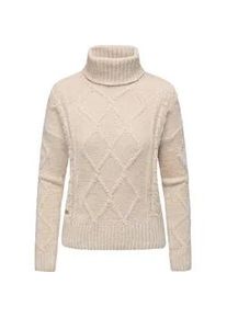 Strickpullover Ragwear "Janna Short", Damen, Gr. M (38), ecru, Material: 100% Polyester, gerade h&uuml;ftbedeckend, Rundhals, &Auml;rmel ohne &Auml;rmelschlitz Rippb&uuml;ndchen, Pullover Strickpullover, Gestrickter gemusterter Rollkragenpullover