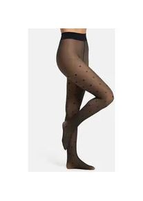 Thermostrumpfhose Camano "comfort", Damen, Gr. 44, schwarz hearts, Obermaterial: 50% Polyester, 40% Polyamid, 10% Elasthan, Strumpfhosen, Baumwollzwickel, komfortabel, kuschelig