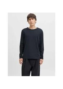 Jack & Jones Rundhalsshirt JACK & JONES "JJEORGANIC BASIC TEE LS O-NECK NOOS", Herren, Gr. S, navy blazer, Jersey, Obermaterial: 100% Baumwolle, unifarben, regular fit h&uuml;ftbedeckend, Rundhals, Shirts Rundhalsshirt