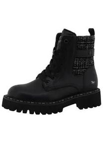 Winterboots Mustang SHOES "Tilda", Damen, Gr. 39, schwarz, Lederimitat, Textil, kariert, Schuhe Winterboots, Plateauboots, Winterboots mit Chunky Plateausohle