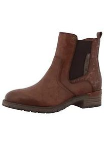 Winterstiefelette Mustang SHOES "Gelja", Damen, Gr. 37, braun (cognac), Lederimitat, used, Schuhe Winterstiefelette, Stiefelette, Winterboots mit Anziehlasche