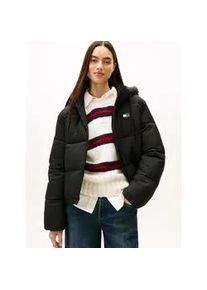 Tommy Hilfiger Steppjacke TOMMY JEANS "TJW HOODED PUFFER JACKET", Damen, Gr. M (38), schwarz, Web, Obermaterial: 100% Nylon, unifarben, regular fit, Jacken Steppjacke