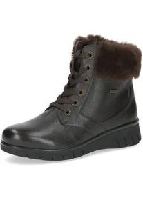 Winterboots Caprice, Damen, Gr. 37, dunkelbraun, Nappaleder, Textil, unifarben, Schuhe Winterboots, Keilabsatz, Schn&uuml;rboots, Schn&uuml;rstiefelette in Weite H (sehr weit)