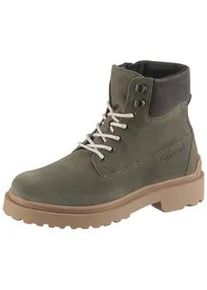 Tommy Hilfiger Schn&uuml;rboots TOMMY JEANS "TJM LACE UP BOOT SUEDE", Herren, Gr. 46, olivgr&uuml;n, Veloursleder, used, Schuhe Schn&uuml;rboots, Blockabsatz, Outdoorboots, mit &Ouml;sen, im Bergsteigerlook