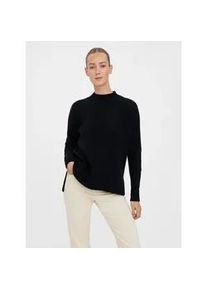 V&eacute;ro Moda Stehkragenpullover VERO MODA "VMLEFILE OVERSIZE BOXY BLOUSE GA NOOS", Damen, Gr. S, schwarz, Strick, Obermaterial: 70% Polyacryl, 27% Nylon, 3% Elasthan, unifarben, regular fit h&uuml;ftbedeckend, V-Ausschnitt, Rippb&uuml;ndchen, Pullover Stehkragenpullover