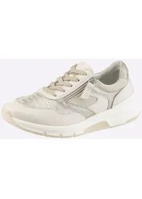 Sneaker Casual Looks, Damen, Gr. 38, vanille, Glattleder, Textil, Veloursleder, Schuhe Sneaker