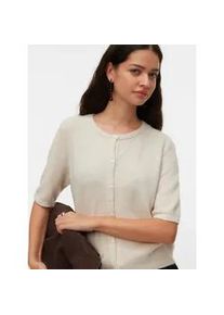 V&eacute;ro Moda Strickjacke VERO MODA "VMDOFFY 2/4 O-NECK BUTTON CARDIGAN NOOS", Damen, Gr. XS, birch detail:melange, Strick, Obermaterial: 94% Polyester, 3% Elasthan, 3% Nylon, meliert, regular fit normal, Rundhals, Strickb&uuml;ndchen, Strickjacken Strickjacke