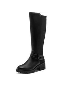 Winterstiefel Marco Tozzi, Damen, Gr. 40, Normalschaft, schwarz, Lederimitat, Textil, unifarben, Basic, Schuhe Winterstiefel, Blockabsatz, Langschaftstiefel mit Zierschnallen geschm&uuml;ckt
