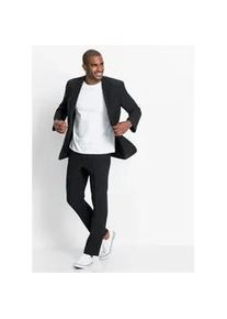 Anzug bonprix "Anzug (2-tlg. Set), Regular Fit", Herren, Gr. 64, N-Gr, schwarz (l&auml;nge: regul&auml;r), Web, Obermaterial: 100% Polyester. Futter: 100% Polyester, gepflegt, unifarben, regular fit, Anz&uuml;ge, Regular Fit, pflegeleichtes Material, zweiteiliges Set