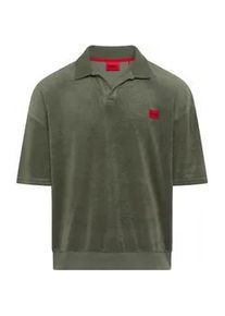 Poloshirt HUGO UNDERWEAR "Terrence", Damen, Gr. L (52), dunkelgr&uuml;n 306, Web, Obermaterial: 35% Baumwolle, 35% Modal, 30% Polyester, oversize, Shirts